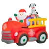 Christmas Inflatable-National Tree Company Inflatable Santa In Vintage Firetruck, Led Lights, Plug In, Christmas Collection, 6 Feet