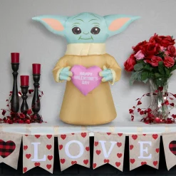 Valentine'S Day Inflatable-National Tree Company Inflatable Valentine'S Baby Yoda, Battery Operated, Valentine'S Day Collection, 20 Inches