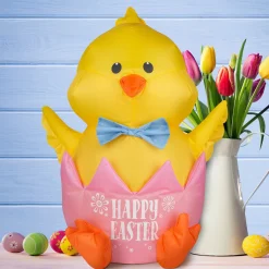 Easter Inflatables-National Tree Company Inflatable Waving Chick Decoration, Self Inflating, 4 Aa Batteries Required, Easter Collection, 20 Inches