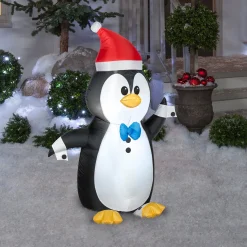 Christmas Inflatable-National Tree Company Inflatable Waving Penguin, Led Lights, Plug In, Christmas Collection, 4 Feet