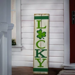 St. Patricks Day Decor-National Tree Company Lucky Wooden Sign, Green, Saint Patrick'S Day Collection