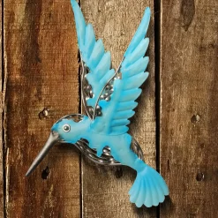 Outdoor Lawn Decor-National Tree Company Metal Wall Decoration, Majestic Blue Bird, Ornate Metal Design, Spring Collection, 14 Inches