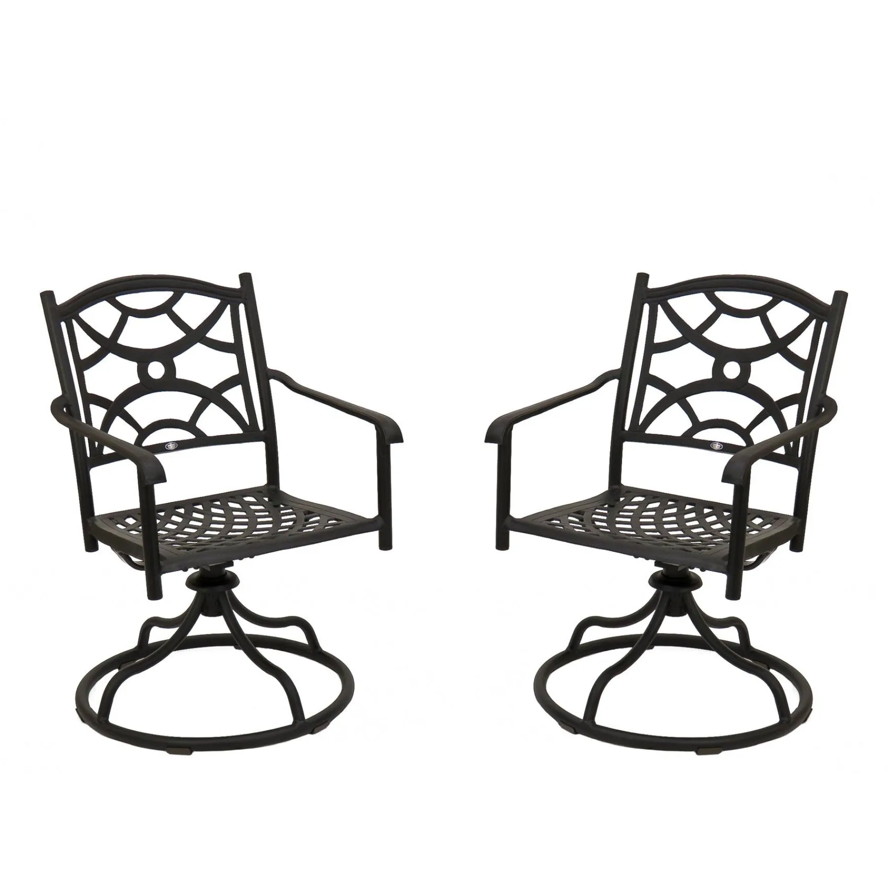 Patio Sets-National Tree Company National Outdoor Living All Weather Swivel Chair Set, Black Finish, Cast Aluminum, Darby Collection, Set Of 2, 24 Inches