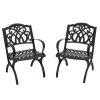 Patio Sets-National Tree Company National Outdoor Living All Weather Chair Set, Black Finish, Cast Aluminum, Leeds Collection, Set Of 2, 36 Inches