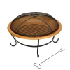 Firepits-National Tree Company National Outdoor Living Fire Pit, Steel, Copper Finish, Includes Black Stand And Screen Cover, 29 Inches