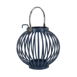 Outdoor Lights-National Tree Company National Outdoor Living Lantern Candleholder, Rounded Shape, Dark Blue, Modern Design And Finish, Includes Metal Handle, 10 Inches
