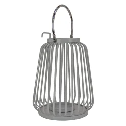 Outdoor Lights-National Tree Company National Outdoor Living Lantern Candleholder, Metal, Glacier Gray, Modern Design And Finish, Includes Metal Handle13 Inches