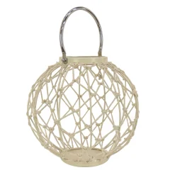 Outdoor Lights-National Tree Company National Outdoor Living Lantern Candleholder, Woven Rope Construction, Bleached Sand, Modern Design And Finish, Includes Metal Handle, 12 Inches