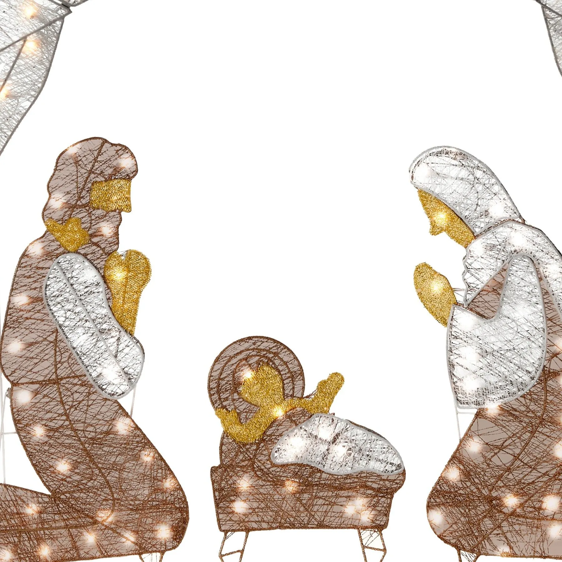 Christmas Outdoor Accessories-National Tree Company 55" Crystal Splendor Prelit Nativity Set