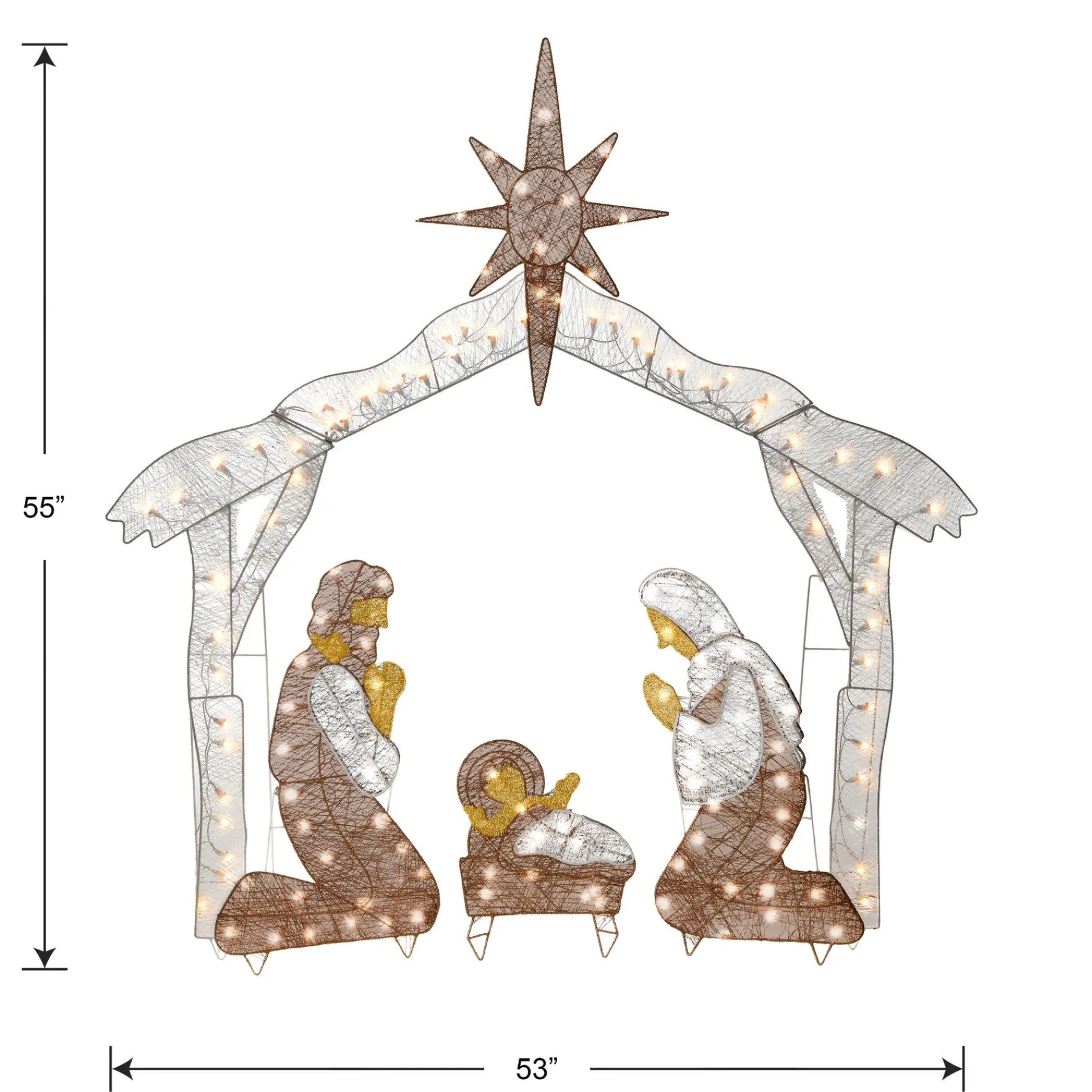 Christmas Outdoor Accessories-National Tree Company 55" Crystal Splendor Prelit Nativity Set