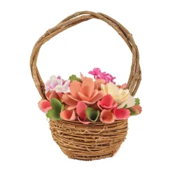 National Tree Company Potted Flower Plants^ 10" Pink Floral Basket Decor