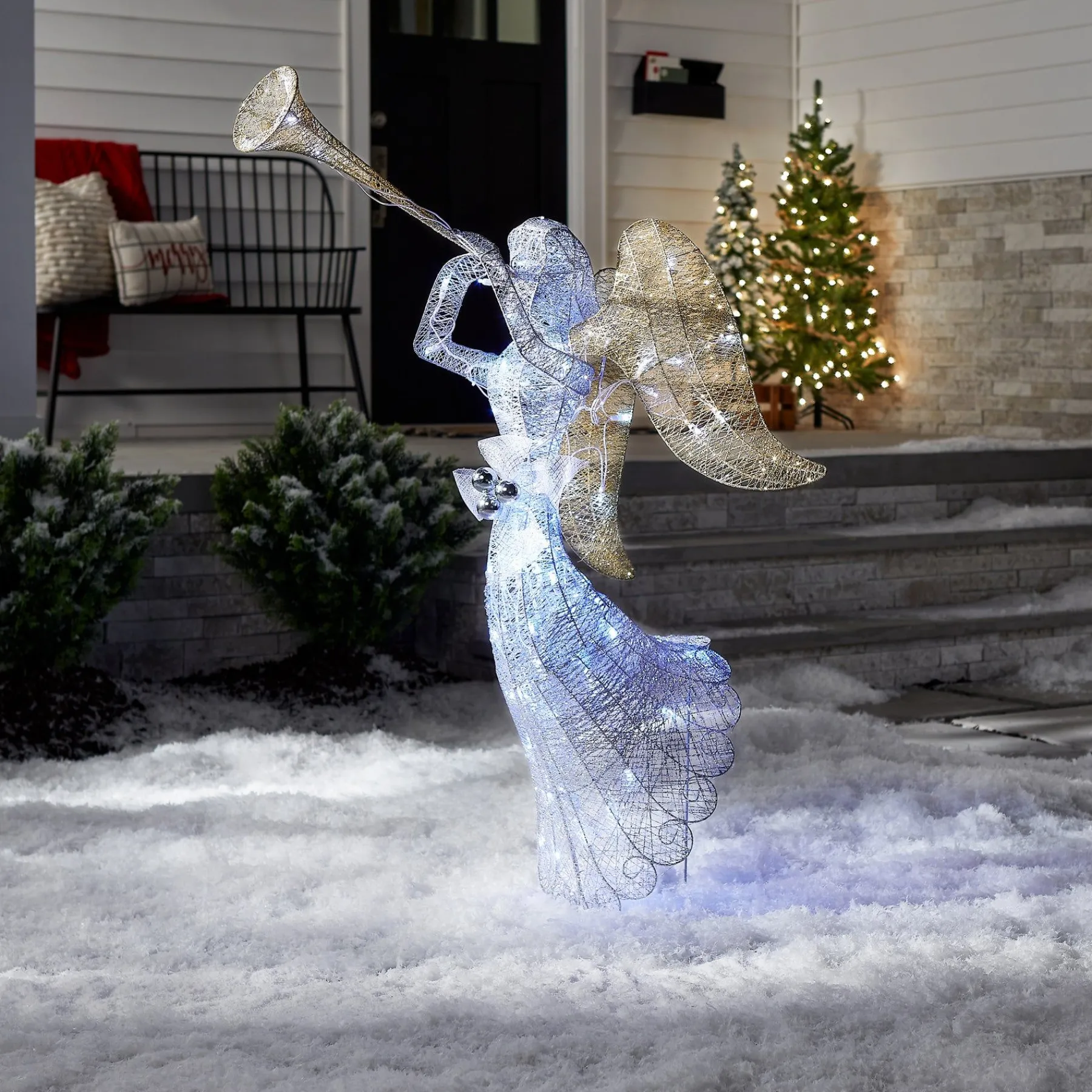 Christmas Outdoor Accessories-National Tree Company 48" Silver Angel Decor With White Led Lights