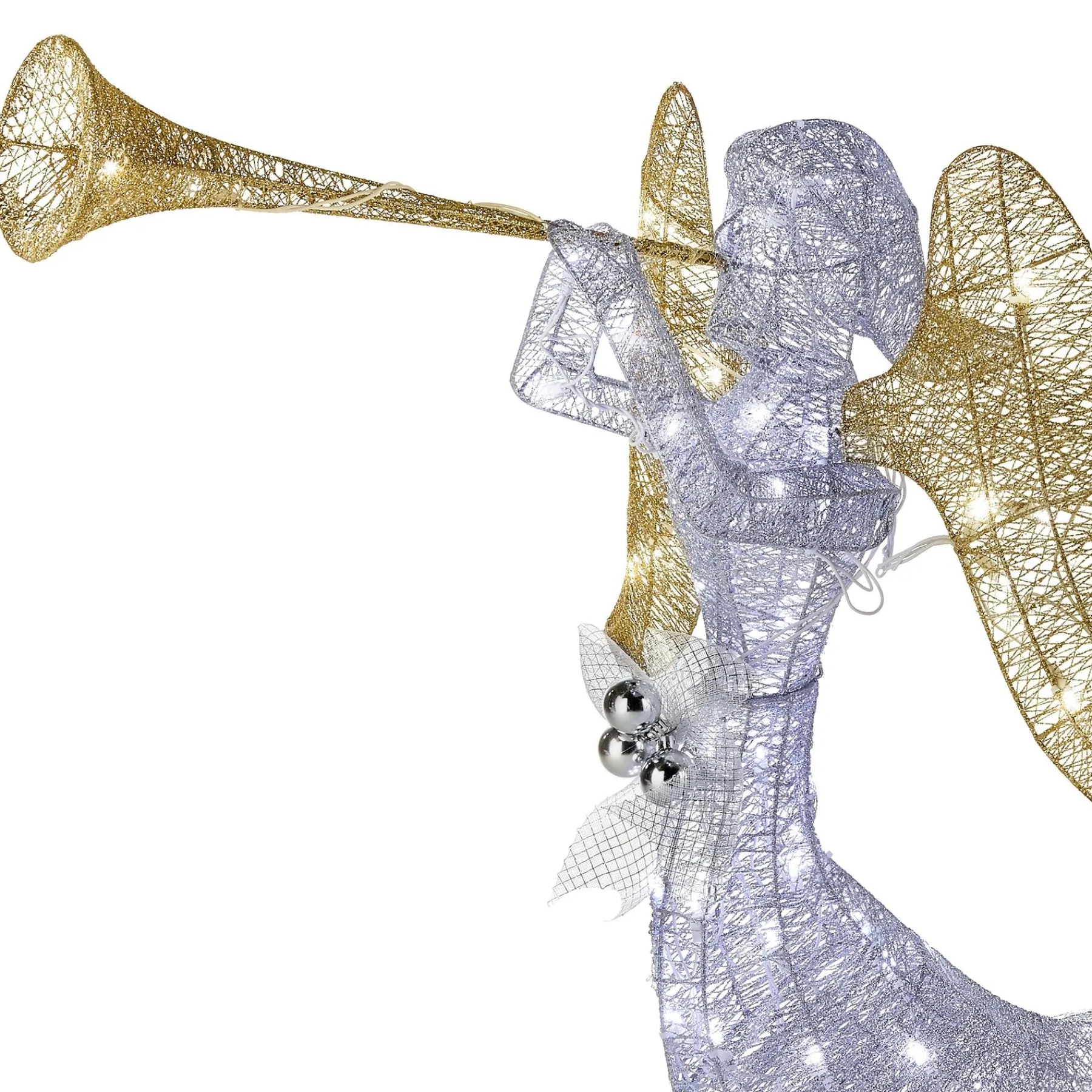 Christmas Outdoor Accessories-National Tree Company 48" Silver Angel Decor With White Led Lights