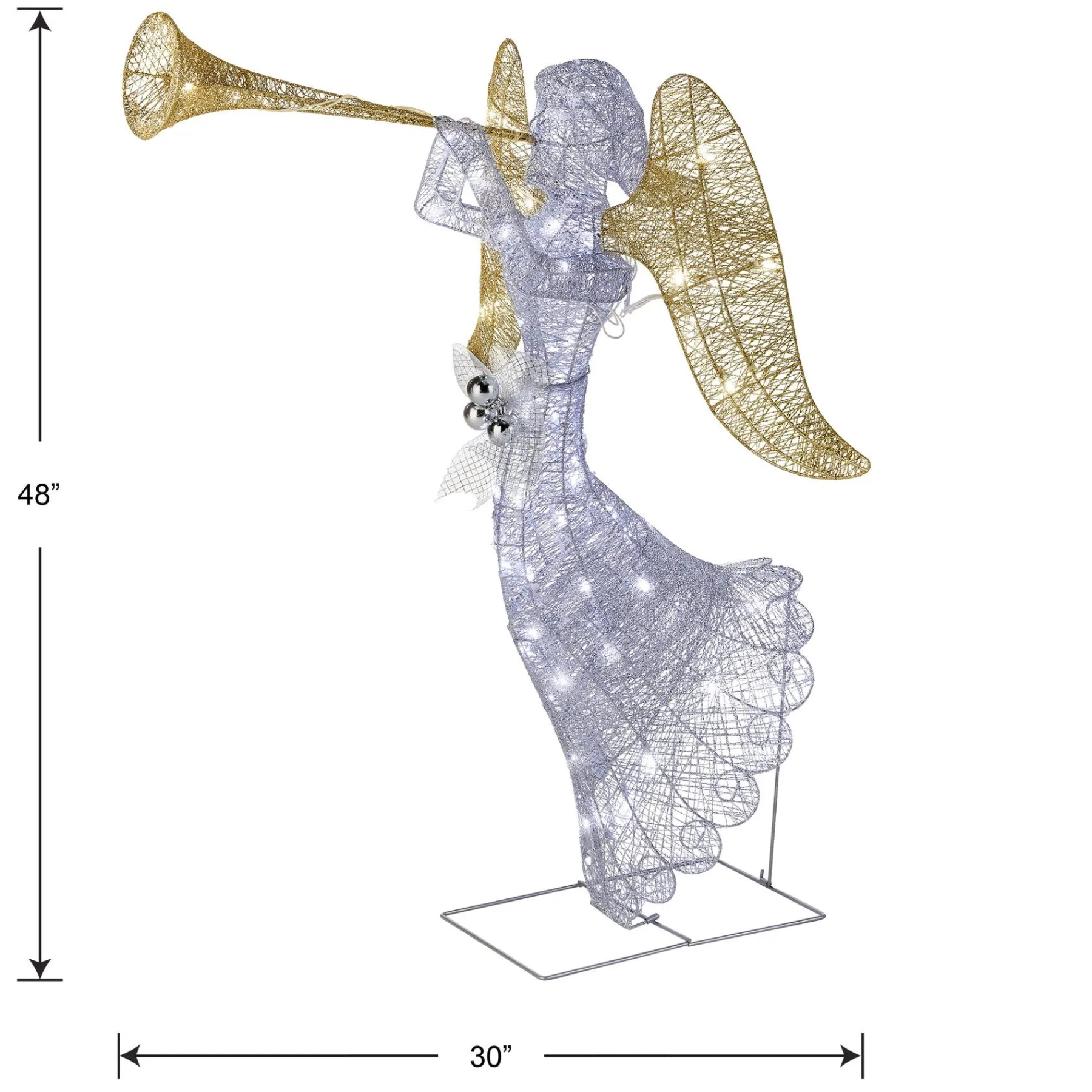 Christmas Outdoor Accessories-National Tree Company 48" Silver Angel Decor With White Led Lights