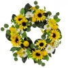 National Tree Company Flower Wreaths^ Artificial Spring Wreath, Woven Branch Base, Decorated With Daisy And Sunflower Blooms, Lemons, Leafy Greens, Spring Collection, 24 Inches