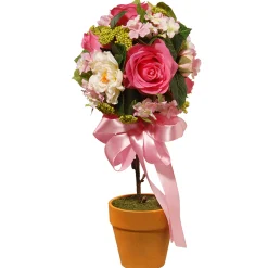 National Tree Company Potted Flower Plants^ Artificial Potted Plant, Rose And Hydrangea, Decorated With Pink Bow, Includes Classic Grower'S Pot, Spring Collection, 14 Inches