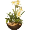 National Tree Company Potted Flower Plants^ Artificial Potted Plant, Decorated With Narcissus Flower Blooms, Flowing Green Stems, Includes Stylish Brown Ceramic Pot Base, Spring Collection, 9 Inches