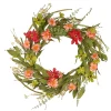 National Tree Company Flower Wreaths^ Artificial Hanging Wreath, Woven Vine Stem Base, Decorated With Red, Green And Pink Wildflower Blooms, Flowing Green Stems, Spring Collection, 22 Inches