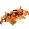 Harvest Accessories-National Tree Company Artificial Fall Centerpiece, Three Candle Holders, Decorated With Sunflower Blooms, Pinecones, Berry Clusters, Maple Leaves, 24 In