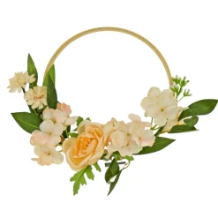 National Tree Company Flower Wreaths^ Artificial Wreath Decoration, Pink, Hoop Ring Base, Decorated With Rose And Hydrangea Blooms, Flowing Green Stems, Spring Collection, 12 Inches