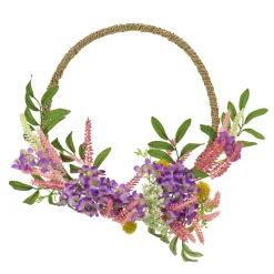 National Tree Company Flower Wreaths^ Artificial Wreath Decoration, Purple, Woven Hoop Ring Base, Decorated With Lavender, Mini Blossoms, Flowing Green Stems, Spring Collection, 16 Inches