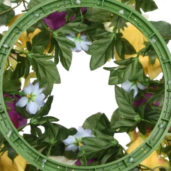 National Tree Company Flower Wreaths^ Artificial Hanging Wreath, Vine Stem Base, Decorated With Colorful Daisies, Hydrangeas, Roses, Leafy Greens, Spring Collection, 18 Inches
