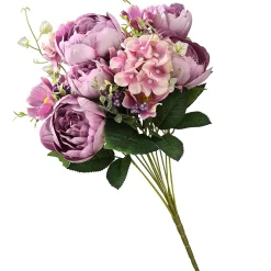 National Tree Company Flower Bouquets^ Artificial Floral Bouquet, Vine Stem Base, Decorated With Purple Rose Blooms, Purple Berry Clusters, Seed Pods, Leafy Greens, Spring Collection, 19 Inches