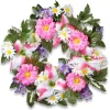National Tree Company Flower Wreaths^ Artificial Hanging Wreath, Woven Branch Base, Decorated With Multicolor Daisy And Tiger Lily Blooms, Leafy Greens, Berry Clusters, Spring Collection, 18 Inches