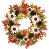 Harvest Wreath-National Tree Company Artificial Autumn Wreath, Decorated With Pumpkin Gourds, Pine Cones, Maple Leaves, Sunflower Blooms, Autumn Collection, 32 Inches