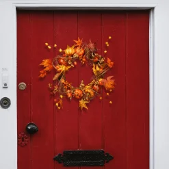 Harvest Wreath-National Tree Company Artificial Autumn Wreath, Decorated With Pumpkins, Gourds, Pinecones, Berry Clusters, Maple Leaves, Autumn Collection, 21 In