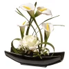 National Tree Company Potted Flower Plants^ Artificial Potted Flowers, White Lilies And Roses, Includes White Base, Spring Collection, 11 Inches