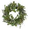 National Tree Company Home & Garden Decor^ Artificial Wreath Decoration, Green, Woven Branch Base, Decorated With Eucalyptus Leaves, Baby'S Breath, Flowing Green Stems, Spring Collection, 22 Inches