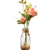 National Tree Company Home & Garden Decor^ Artificial Flower Bouquet In Glass Vase, Pink Roses, Decorated With Leafy Greens, Spring Collection, 12 Inches