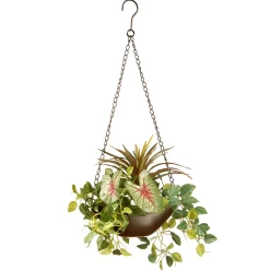 National Tree Company Home & Garden Decor^ Artificial Hanging Basket, Decorated With Green Leaf Plants, Vines, Includes Brown Pot Base And Hanging Loop, Spring Collection, 9 Inches