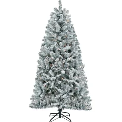 Full-National Tree Company Artificial Christmas Tree, Acacia, Flocked, Clear Lights, Includes Stand, 6 Feet