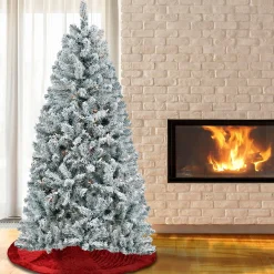 Full-National Tree Company Artificial Christmas Tree, Acacia, Flocked, Clear Lights, Includes Stand, 6 Feet