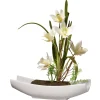 National Tree Company Potted Flower Plants^ Artificial Potted Flowers, Yellow Orchids, Includes White Base, Spring Collection, 11 Inches