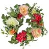 National Tree Company Home & Garden Decor^ Artificial Wreath Decoration, Pink, Woven Branch Base, Decorated With Mixed Flower Blooms, Flowing Green Stems, Spring Collection, 22 Inches