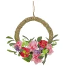 National Tree Company Flower Wreaths^ Artificial Wreath Decoration, Pink, Woven Hoop Ring Base, Decorated With Peony, Rose And Globe Flower Blooms, Seed Pods, Flowing Green Stems, Spring Collection, 16 Inches