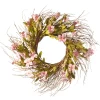 National Tree Company Home & Garden Decor^ Artificial Hanging Wreath, Woven Branch Base, Decorated With Dogwood Flowers, Leafy Greens, Spring Collection, 22 Inches