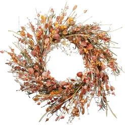 Harvest Wreath-National Tree Company Artificial Autumn Wreath, Decorated With Wildflowers, Stems, Stalks, Autumn Collection, 22 In