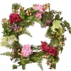 National Tree Company Home & Garden Decor^ Artificial Hanging Wreath, Woven Branch Base, Red, Pink And Yellow Hydrangea Blooms, Berry Clusters, Wild Flowers, Fern Fronds, Spring Colelction, 22 Inches