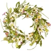 National Tree Company Home & Garden Decor^ Artificial Hanging Wreath, Vine Stem Base, Decorated With White And Purple Mixed Flower Blooms, Flowing Green Stems, Seed Pods, Spring Collection, 20 Inches