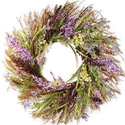 National Tree Company Flower Wreaths^ Artificial Hanging Wreath, Woven Vine Base, Decorated With Mixed Leaves, Seed Pods, Spring Collection, 22 Inches