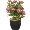 National Tree Company Home & Garden Decor^ Artificial Potted Plant, Zinna Flowers, Includes Black Pot Base, Spring Collection, 11 Inches