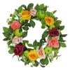 National Tree Company Flower Wreaths^ Artificial Spring Wreath, Woven Branch Base, Decorated With Rose And Peony Blooms, Apples, Leafy Greens, Spring Collection, 22 Inches