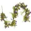 National Tree Company Home & Garden Decor^ Artificial Hanging Garland, Vine Stem Base, Decorated With Purple And White Flowers, Green Leaves, Yellow Grass, Spring Collection, 6 Feet