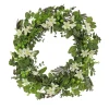 National Tree Company Flower Wreaths^ Artificial Wreath Decoration, Green, Woven Branch Base, Decorated With Mixed Flower Blooms, Flowing Green Stems, Spring Collection, 24 Inches