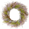 National Tree Company Flower Wreaths^ Artificial Hanging Wreath, Woven Branch Base, Decorated With Purple Lavender Blooms, Flowing Green Stems, Small Flower Blooms, Spring Collection, 24 Inches