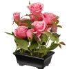 National Tree Company Home & Garden Decor^ Artificial Potted Flowers, Pink Roses, Includes Black Base, Spring Collection, 10 Inches